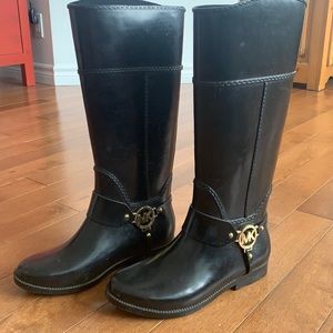 MK black rain boots